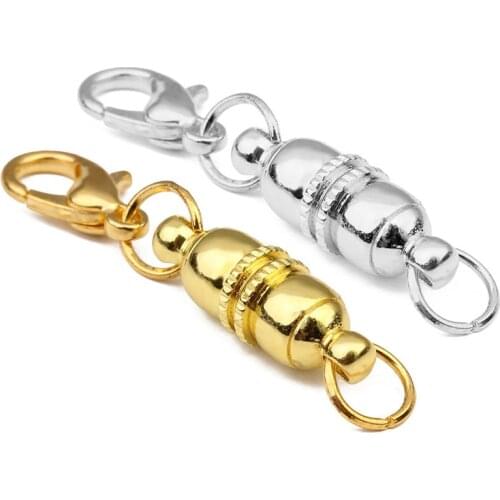 LOULEUR 5pcs/lot 7X18mm Strong Magnetic Clasps Gold Silver Color Magnetic Clasp Connectors for Bracelet Necklace Jewelry Making