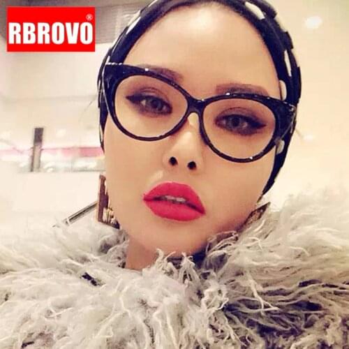 RBROVO Cateye Glasses Frame Women Clear Eyeglasses Frame Women Luxury Brand Glasses Frame Women Retro Monturas De Lentes Mujer