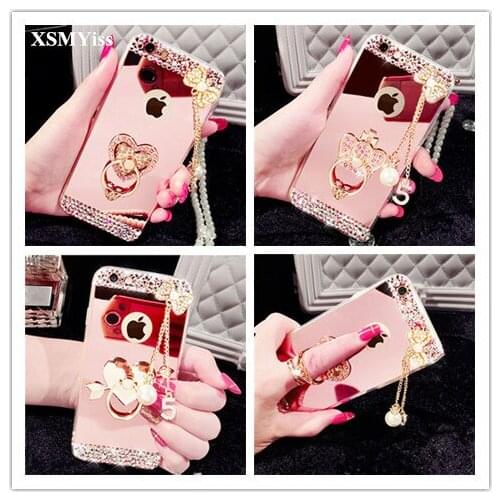 XSMYiss Luxury Bling Diamond Mirror Stand Holder Soft TPU Case For Huawei P9 P10 P20 P30 PLUS LiTE Mate10 20 Pro Lite Cover