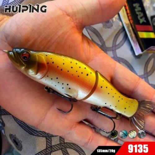 135mm 28g Fishing Wobbler Slow Sinking Multi-Section Hard Bait for Pike Bass Trout Artificial Plastic Tackle with Soft Tail 9135