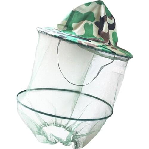 Outdoor Camo Mosquito Head Net Hat Fishing Hunting Beekeeping Face Protection Fine Mesh Mask Cap Safari Hat