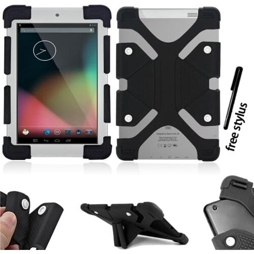 Universal Case for Argos 10" /10.1"Argos Bush/Alba Tablet Shockproof Soft Silicone Case Adjustable Stand Tablet Cover+Stylus