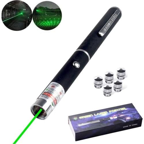 5mw Green Light Gypsophila Green Laser 532nm Flashlight Green Lasers Sales Pointer Cat toy Instruction with 5 Star Caps and Box