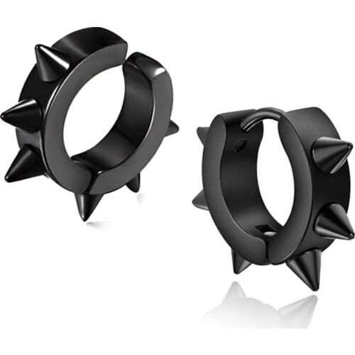 One Piece Not One Pair Black Gothic Punk Stud Earrings For Women Men Stainless Steel Rivet Spike Earrings Rock Party Jewelry