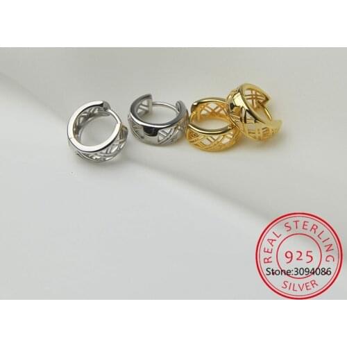 925 Sterling Silver Mesh Hollow Hoop Earrings Women 2021 New Fashion Personality Versatile Ear Accessories S-E1440