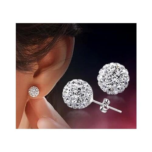 Lose money promotion wholesale 925 sterling silver silver zircon crystal ladies`wedding earrings