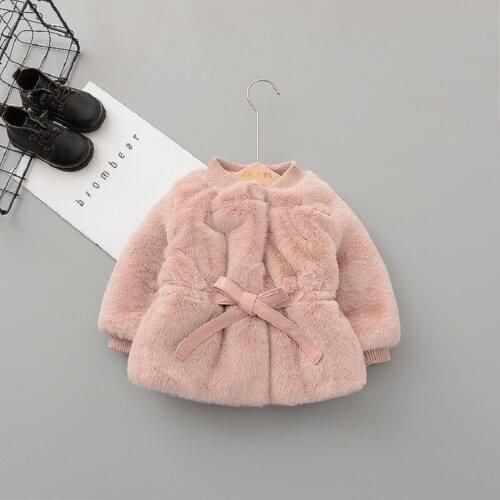 Winter Baby Girls Faux Fur Solid Princess Birthday Party Thick Fleece Outerwear Kids Children Jacket Coat casaco roupas de bebe