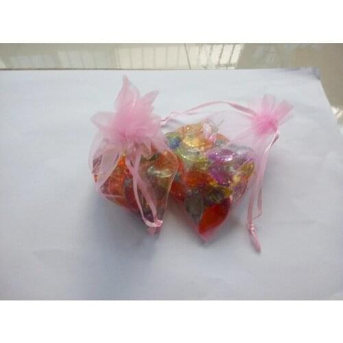 100pcs 13*18 Pink gift bags for jewelry/wedding/christmas/birthday Organza Bags with handles Packaging Yarn bag
