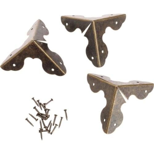 12Pcs Decorative Antique Brass Gold Jewelry Chest Wine Box Wooden Case Furniture Iron Corner Protector Guard with Nail 23mm