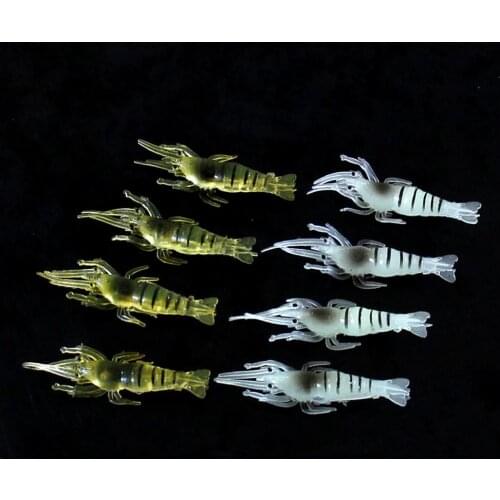 20Pcs/Lot Silicone Baits 5cm 1g Soft Fishing Lure Gold Artificial Shrimp Bait No hook Sea Fishing Winter Fishing XX02