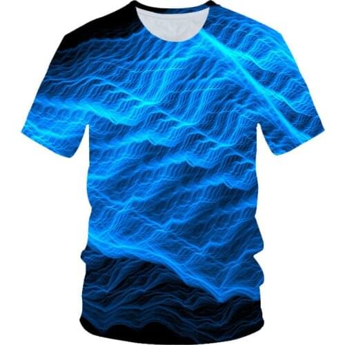 2020 Summer Children Fashion 3D T-shirt Boys Girls Blue Color Lightning Egg Smoke Flower Funny Print T shirt Kids Tshirts 4-20Y