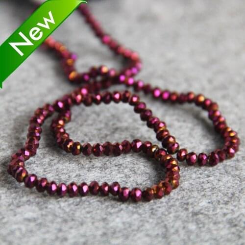 2021 New For Necklace 3*4mm Faceted Purple AB+ Colorful Glass Crystal Beads Stone Beads Loose 15inch DIY Fashion Jewelry Making