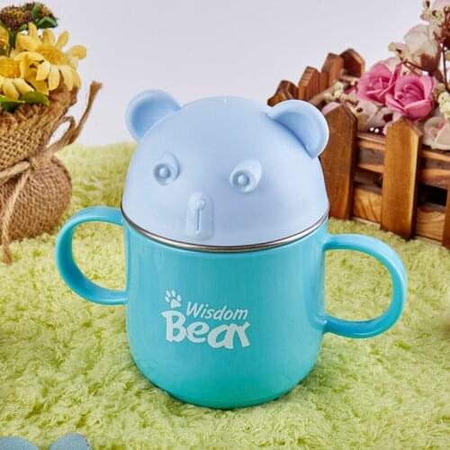 240ml Cartoon Cup Bear Stainless Steel Insulated Cups Milk Creative Fashion Couples Handle Coffee Mug Kids Water Cup Gift