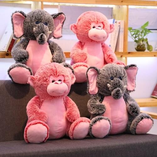 50cm Kawaii Elephant Plush Toys Stuffed Aniamls Monkey Dolls Long Fur Soft Toys Plush Elephant Toys for Kids Christmas Gift