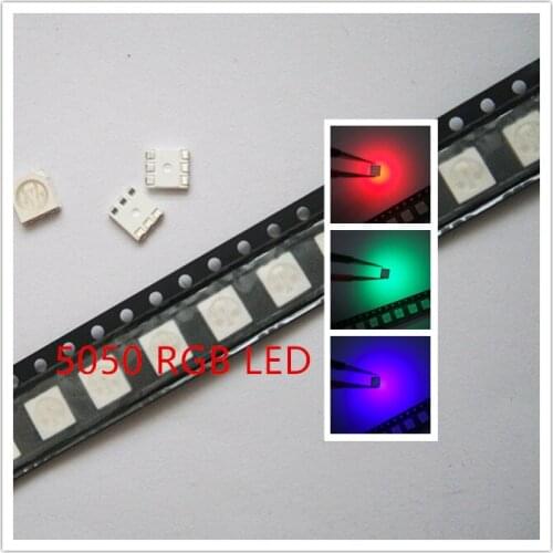 500pcs SMD 5050 RGB Chip LED PLCC-6 smd5050 LED Tricolor 60mA DC 2V Red Green Blue LED Light Emitting Diode Lamp PCB SMT Beads
