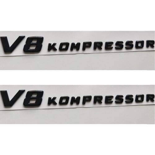 Gloss Black Letters V8 KOMPRESSOR Fender Emblems Badges Emblem for Mercedes