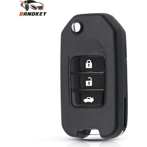 Dandkey Flip Remote Key Shell For Honda Civic Accord City CR-V Jazz XR-V Vezel HR-V FRV Original Key 3 Buttons Fob Replacement