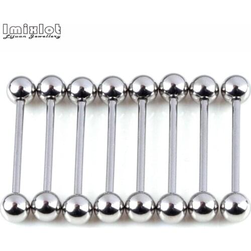 30pcs Double Balls Surgical Steel Straight Barbell Ear Piercing Labret Lip Tongue Bar Eyebrow Tragus Nipple Ring