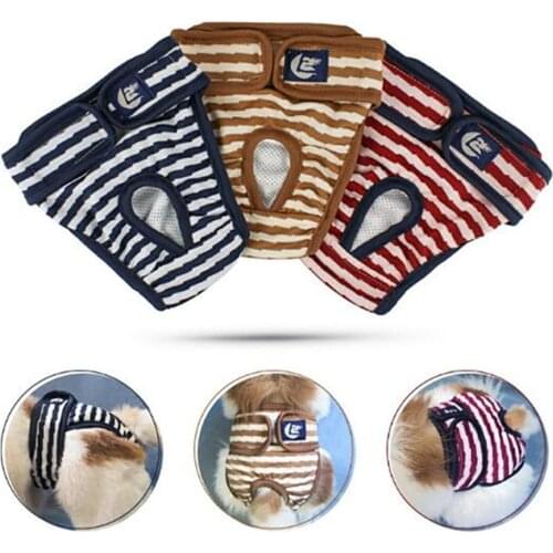 Pet Girl Dogs Physiological Pants Breathable Female Dog Menstrual Period Pants Breathable Striped Diaper Shorts Washable