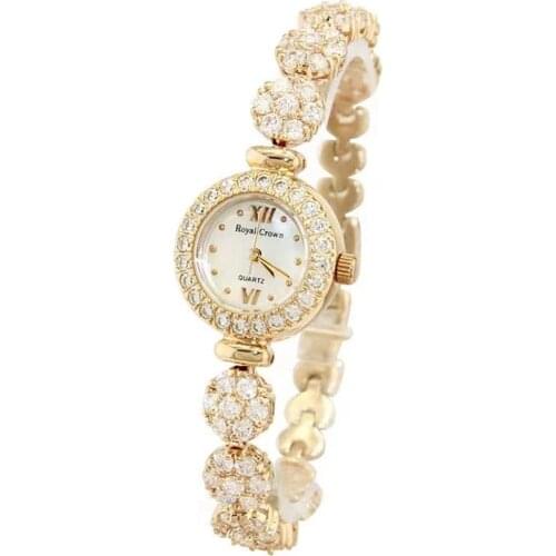 Herhome Qualtiy AAA Zircon Elements Leaf Austrian Crystal Bracelet Watch for Wedding Party Fashion Jewelry Made with Wholesale