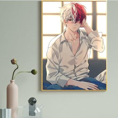 Academia Boku No My Hero Todoroki Shouto Anime The Waii Art Canvas Painting Posters and Prints Wall Art Picture for Living Room