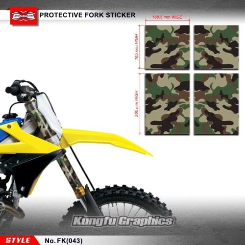 KUNGFU GRAPHICS Front Fork Tube Guards Custom MX Decals Camo Stickers for Suspension for MX Dirt Bike Off Road, Camouflage