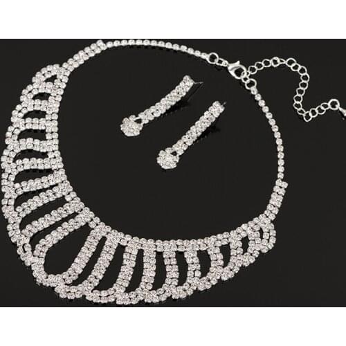 YFJEWE African Wedding Necklace Earrings Sets best gift for Wedding Party Hot Sale Women Full Rhinestone Bridal Jewelry Set N331