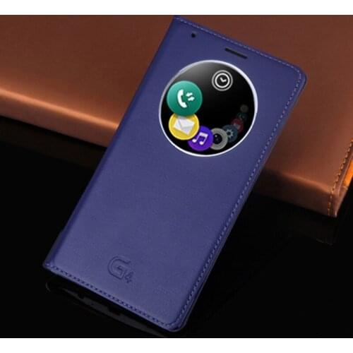 Leather Flip Cover Phone Case For LG G4 LGG4 G 4 H818 H815 H812 H811 H810 VS986 LS991 F500 Smart Circel Window View Back Case