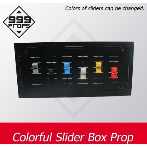 Escape room game colorful slider Box make all sliders in correct position to open maglock room escape mechanism
