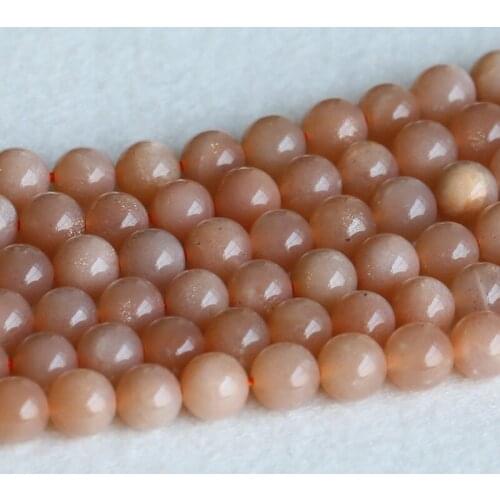Real Genuine Natural Gold Moonstone Sunstone flash light Round Loose Gemstone Ball Beads 6mm 8mm 10mm 15" 05144
