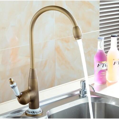Kitchen antique Brass basin Faucet Blue and white porcelain a faucet hot and cold mixer tap with ceramics Vidric Faucet