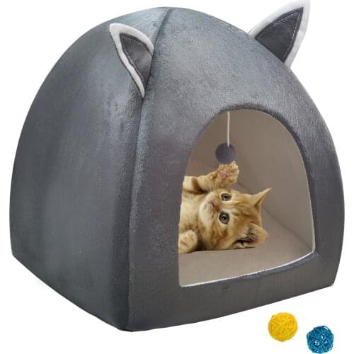 Cute Cat Bed For Kitten Warm House Foldable Dogs Nest Sleeping Plush Mats Soft Cat House Cozy Cat Cushion лежанка для кошек