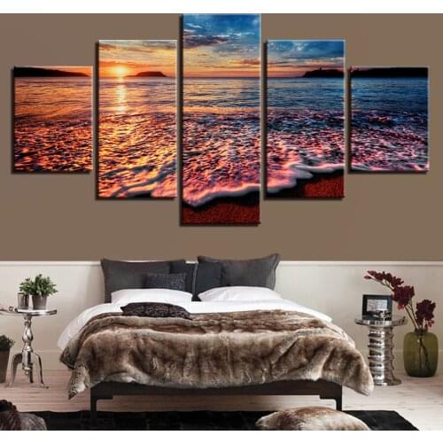 Sunset Sea Waves Seascape Diamond Painting 5 Piece Diy Full Square Round Drill Diamond Embroidery Mosaic 5D Needlework Home Decor Gift AA1839