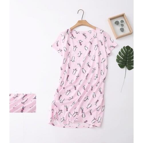 Nightdress Short Sleeve Sleepwear Women Soft Cotton Casual Homewear Cartoon Pyjamas Mom Sweet 2020 Halloween Festival Clothing