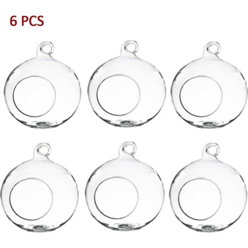 Nordic Candle Holder Tea Light Holder Dia.6CM Glass Round Wedding Home Decor Romantic Vase Candlestick Succulent Ball Shaped