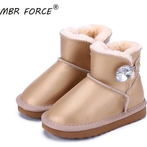 MBR FORCE 2020 new children warm waterproof snow boots crystal diamond winter Boys and Girls fashion pure color wild snow boots