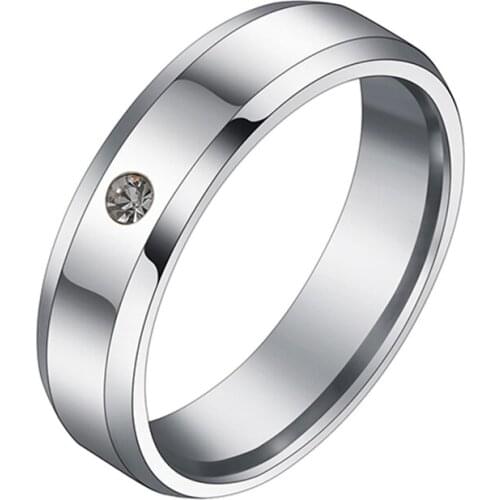 6mm Customized Crystal Couple Name Rings Engrave Date Names Stainless Steel for Women Lovers DIY Jewelry Wedding Rings