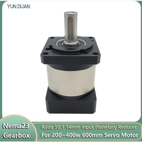 50 :1 Ratio Planetary Reducer High Precision Mute 12Arcmin Backlash 14mm Gearbox Reducer for NEMA24 60mm 200W 400W Servo Motor