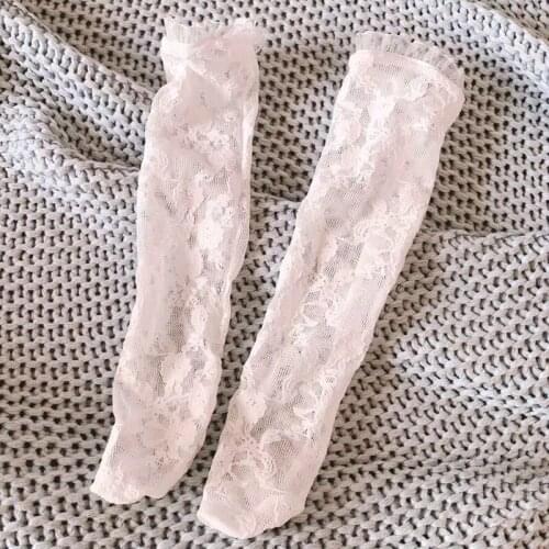 Baby Girls Knee High Long Socks Lace Kids Summer Mesh Sock Breathable Infant Children White Socks Lovely Flower Sock 1-4Y