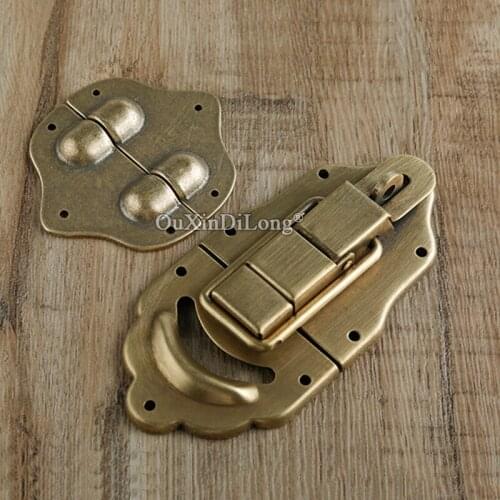 Retro 10PCS European Antique Brass Lock Buckle Hasps for Jewelry Chest Suitcase Camphor Wood Cases Box Lock Catch Latches