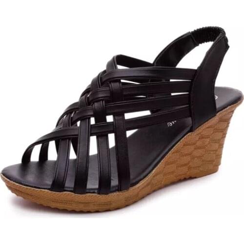 Womens Summer Sandals Open Toe Bohemian Style Wedge Heel Sandals Comfortable And Versatile Burken Sandals Fashion Woven Sandals