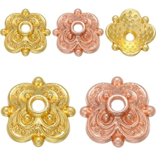 ZHUKOU Gold/Rose Gold color Large/Small Size Bead Cap Brass Color Preserving Jewelry Accessories Supplies Wholesale VH23