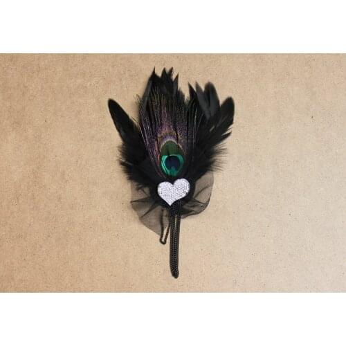 Chic Black Feather Brooch Pin With Love Acrylic Accessories 2016