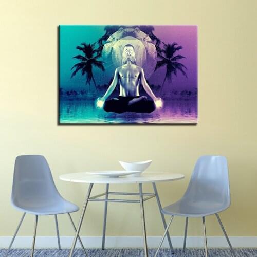 Modern Canvas HD Prints Pictures Wall Art 1 Pieces Buddha Art Yoga Painting Tree Abstract Meditation Poster Home Decor No Framed