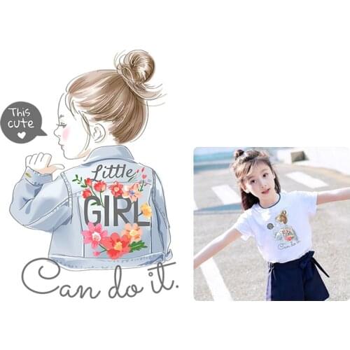 Cute Girl Patch Iron On Transfer For Clothing Patches Thermal Transfer For Clothes Shirt Thermo Sticker On Clothes Heat Transfer