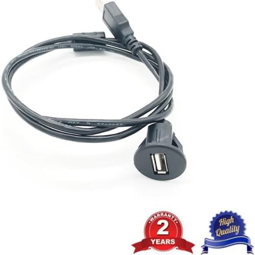 USB Cable Car Dash Board Mount USB2.0 Male to Female Socket Extension Panel Plug 1meter