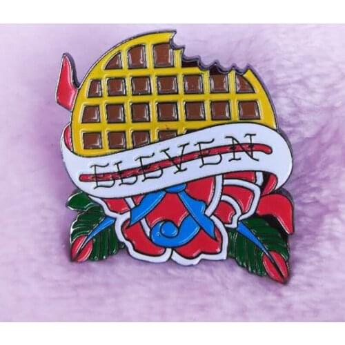 Eleven eggo waffle tattoo brooch inspired by Stranger Things gorgeous addition