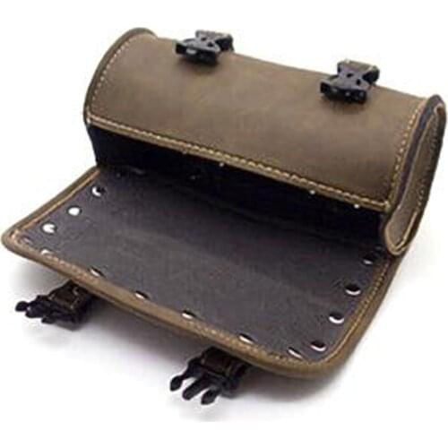 Vintage Brown Motorcycle Saddle Bags + 2pcs Mounting Straps PU Leather Motorbike Side Tool Tail Bag Luggage for Harley Universal