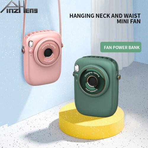 PINZHENG 1800mAh Power Bank Halter Folding Fan Powerbank Portable External Battery Charger USB Folding Fan Power Bank For Phone