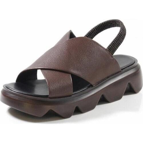 2020 Newest Summer High Quality Genuine Leather Thick Bottom Sandals Comfort Concise Beach Sandals Fashion Elegant Women Sandals